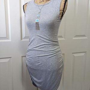 Grey Fitted Rouched Casual Dress Sz Small